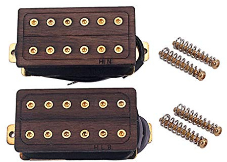 Alnicov 1 Set Pickup per chitarra in palissandro Neck & Bridge 50 / 52Mm Pickup humbucker per chitarra elettrica a 6 corde con viti dorate