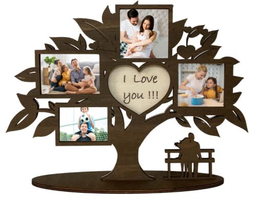 Pekiedo Cornice Albero della Vita in Legno, Portafoto Multiplo Love You, Idea Regalo Fidanzata Mamma Papà San Valentino (Albero della Vita)