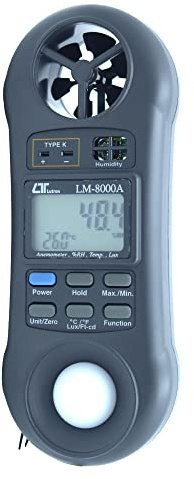 4 in 1 Environmental Quality Meter Anemometer Humidity Light Meter Tester Thermometer Model: LM-8000A Along with Calibration Certificate by INSTRUKART
