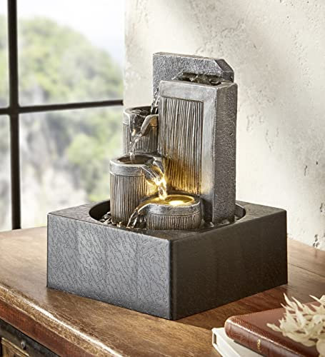 LED-Brunnen Wasserspiel für Indoor & Outdoor, Zierbrunnen, Gartenbrunnen