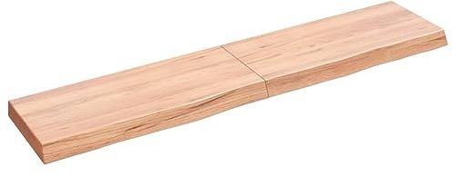 vidaXL Waschtischplatte, Tischplatte für Badezimmer, Massivholzplatte mit Naturkante, Holzplatte Arbeitsplatte Bad Waschtischkonsole Platte, Hellbraun Massivholz Behandelt