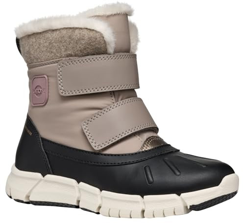 Geox J FLEXYPER Girl B AB Snow Boot, DK BEIGE/Black, 28 EU