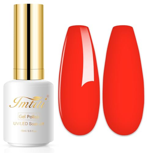 Imtiti Neon Gel Nail Polish - 15ML Neon Red LED/UVFriendly Spring/Summer DIY Nail Art Starter Kit for Women & Girls