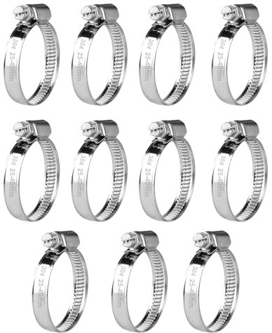 11 Pcs Abrazaderas Metalicas para Tubos, Abrazaderas de Acero Inoxidable Ajustable 25-40 mm, Abrazaderas de Tubo, Abrazaderas de Manguera de Acero Inox para Mangueras Tubería de Agua Piscina