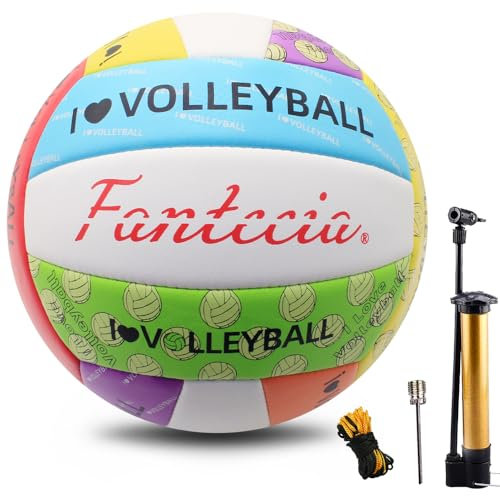 Fantecia Größe 5 Volleyball mit Pumpe, Wasserdichter Solf Beach Volleyball für Indoor Outdoor Match Spiele