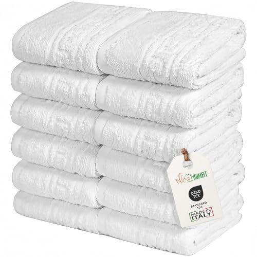 nice homeit Set mit 12 Mini-Handtüchern, 30 x 30 cm, für Gesicht und Gäste, 100% ringgesponnene Baumwolle, für Hände, Babys, Make-up, Küche, Zuhause und Reisen. Leicht, weich, saugfähig, weiß