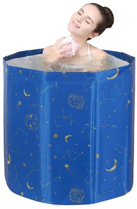 Sinbide Baignoire Pliable Adulte Portable SPA pour Petite Salle de Bain, Autoportante de Trempage 65x65x70cm
