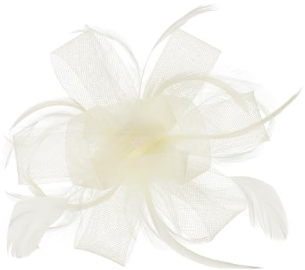 SIQITECHUK Women Fascinator Wedding Hat Ladies Feathers Flower Mesh Ribbons Tea Party Church Hair Clip Bride Wedding Guest Headband Elegant Fancy Races Prom Hair Accessories