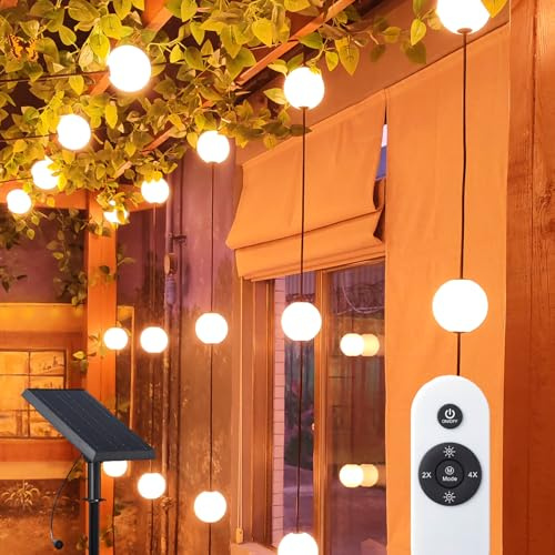 Groupe DDC Guirlande Solaire Extérieur Flottante 6 Boules LED 2500K – IP67 Étanche – 6,5m – Double Alimentation Solaire & USB – Télécommande – Décoration Jardin, Piscine, Terrasse, Étang