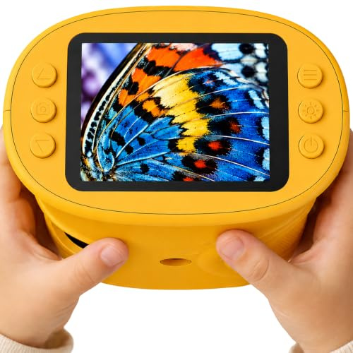 Digital Microscope for Kids, 1000X Portable Handheld Microscope with LCD Display, Mini Science Learning Toy with Photo Video Recording for Boys Girls Students-Orange