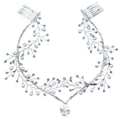 huvudkedja framhuvud pannband strass bridal huvud kedja bröllop håraccessoarer brud flicka huvudklädsel (silver 10)