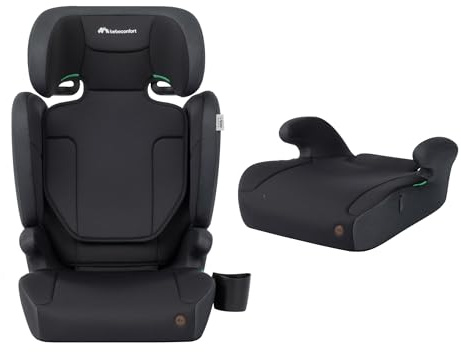 Bebeconfort Ride 2-in-1 i-Safe, Rehausseur Siège-auto Enfant, 3,5-12 ans (100-150 cm), Rehausseur Ceinturé, Dossier Amovible, Léger (3,4 kg), 11 Positions D'appui-tête, Porte-gobelet, Full Black