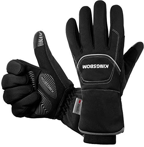 KINGSBOM -40℉ Waterproof & Windproof Thermal Gloves - 3M Thinsulate Winter Touch Screen Warm Gloves - For Cycling,Riding,Running,Outdoor Sports - For Women and Men - Black(X-Large)