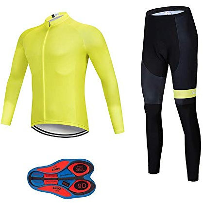 Moxilyn Fahrradtrikot für Herren, schnelltrocknend, Set mit Fahrradtrikot + Trägerhose mit 9D-Gel gepolstert MTB Reitbekleidung Kit - - L = Höhe:5‘5/5’8 Gewicht:143/165lbs
