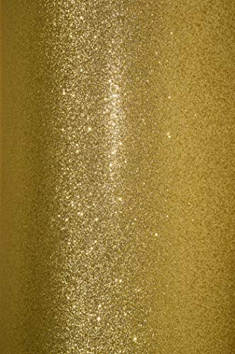 Netuno 5 fogli cartoncino glitterato oro formato A4 21 x 29,7 cm 210g Aster Glitter Gold carta glitter decorativa lucida fronte glitter retro bianco per bricolage fai da te progetti creativi