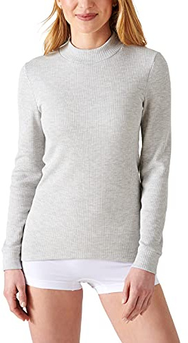 Damart Camiseta Thermolactyl, Cuello Alto, canalé Polar, Manga Larga Gris Jaspeado L