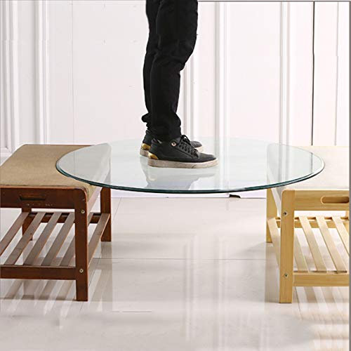 ZH-1 Schwerlast Tischplatte aus gehärtetem Glas, runder Tisch Glasplatte, Klarglas Kreis 8mm stark, Belastung 100 kg, ø40cm,50cm,60cm,70cm,80cm