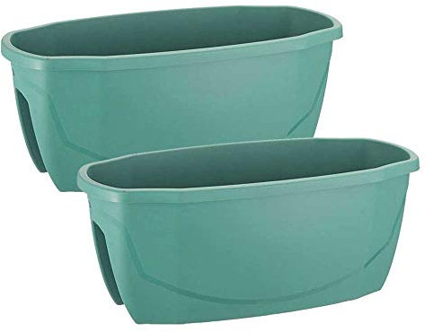 Serinova Jardinera Barandilla Balcón, 58x29x24 cm, 15,5 litros, Maceta Colgar Verde Oscuro