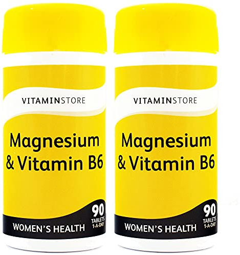 Vitamin Store Magnesium & Vitamin B6 Food Supplement, Vegan Friendly, 90 Tablets per Tub, Pack of 2, 6 Months Supply