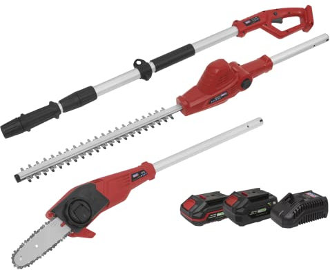Sealey CP20VTPCOMBO 20V SV20 Series Kit de Cortasetos y Motosierra telescópica inalámbrica, 2 baterías