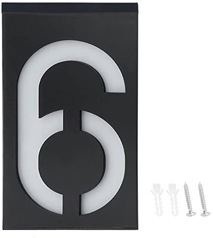 Natudeco LED Solar House Number Light Illuminated Outdoor Plaques Wall Art Address Plate for House Hotel Store Yard Street Garage Gate(Digital 6)
