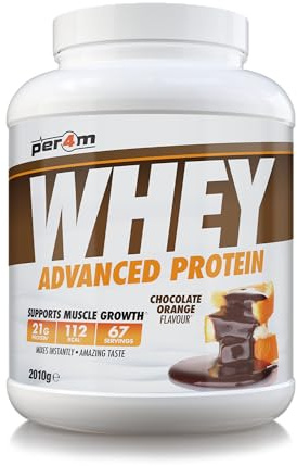 Per4m Whey Protein Powder | High Protein Shake for Muscle Growth & Recovery | Low Sugar Gym Supplement | Sports Nutrition Drink + Amino Acids (2010g, Chocolate Orange)