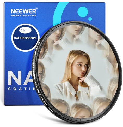 NEEWER 58mm Kaleidoskop Prismenlinsenfilter, Fotografie Prisma Kristallglas Effektfilter mit Refraktionseffekt und Variabler Anzahl von fotografischen Motiven