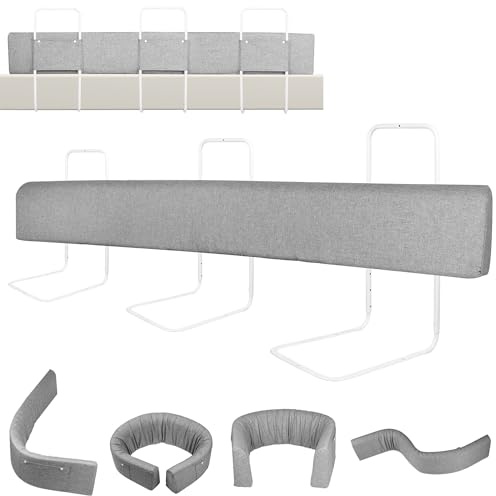 SUBTLETY Griglia di protezione per letto per bambini, 200 cm, altezza regolabile a 5 fori, protezione per i bordi del letto per bambini (grigio)