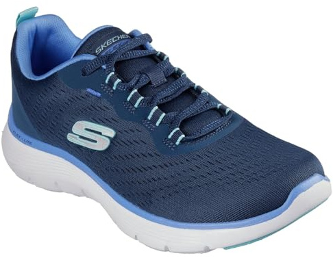 Skechers Women's Flex Appeal 5.0 New Path Sneaker, Navy Mesh/Blue Trim, 7 UK