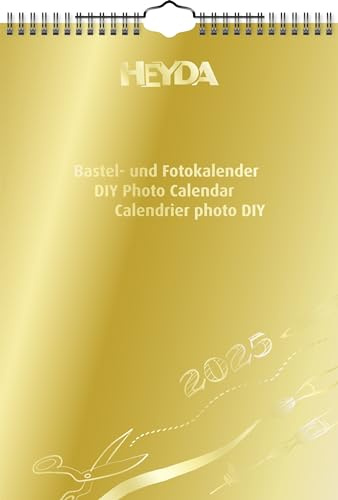 Heyda Hantverks- och fotokalender årsbunden (2025), 1 ark = 1 månad, A4, guldfärgad