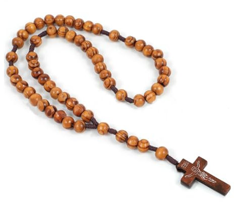 ARHZ 1 Artikel Rosenkranz evangelisch Rosenkranz Kette, Rosenkranz Armband,Katholischer Rosenkranz, Rosenkranz zur Kommunion mit Retro-Kreuz, Rosenkranz fur rosenkranz katholisch（Dunkelbraun）