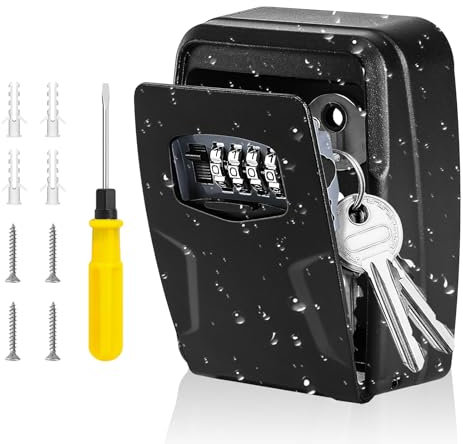 PAIRIER Schlüsseltresor Wandmontage mit Zahlencode Schlüsselkasten Aussen Schlüsselschloss mit 4 Stellig Wetterfest Schlüsselsafe Schlüsselbox für Haus, Garage, Büro, Schule