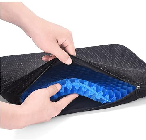 Cuscini per sedia a rotelle in gel a nido d'ape, per guida, viaggi in aereo, ortopedico, coccige, ufficio, piaghe da decubito, sciatica, sedile dello stadio, sedia da gioco (blu, 40 x 35 x 2,4)