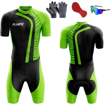 2024 Nuovi Tuta da Triathlon a Maniche Corte da Uomo,Maglia da ciclismo da uomo manica corta Estivo Set,Body Ciclismo Uomo with Gel Pad per Nuoto/Corsa/Ciclismo (TYP-4,M)