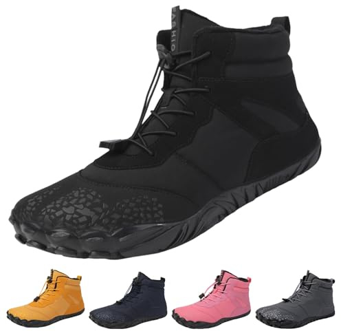 Imtosec Winter Barefoot Shoes Women, Hike Winter Barefoot Footwear Men, Non-Slip & Waterproof Barefoot Boots Walking (6801-Black, Adult, Men, 6, Numeric Range, US Footwear Size System, 6.5, Wide)
