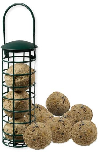 PANTO Wildvogelfutter Meisenknödel Vorratsset inkl. Meisenknödelspender & 100er Set netzloser Meisenknödel, nachhaltige Futterstation für Meisenfutter, energiereiches Vogelfutter