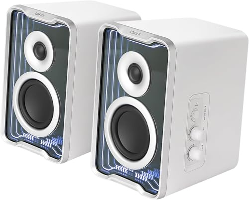 Edifier QR30 Altoparlanti desktop attivi con Bluetooth V5.4, effetti luminosi dinamici. 30 Watt RMS - Bianco