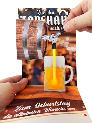 bentino 3D-PopUp Geburtstagskarte zum Bierzapfen Ozapft is, spektakulärer Effekt mit beweglichem Zapfhahn, Karte für Bierliebhaber