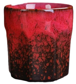 YlobdolY Taza de té de cerámica de 200 ml, taza de té china octogonal esmaltada al horno sin asa, tazas de café con leche vintage, tazas de café espresso, tazas asiáticas para adultos, color rojo