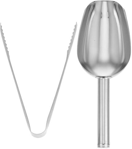 Amosfun Pinzas para Hielo De Barra y Pala para Hielo De Acero Inoxidable Pinzas para Bolas De Pala Metálica para Máquina De Uso Congelador y Cocina