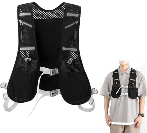 Sac à Dos Hydratation, Sac Hydratation Running, Sac à Dos de Course Ultraléger, Sac à Dos de Vélo, Ajustables à Taille Sac à Dos d'eau avec Design Réfléchissant pour Femme Homme Marathon Randonnée