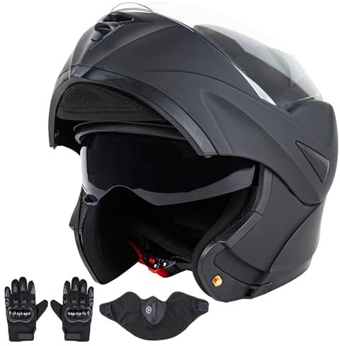 Motorcycle Helmet for Adults (Men Women) - DOT Approved Full Face with Flip Up Dual Visor, Compatible with Street Scooter ATV E-Bike X-Large