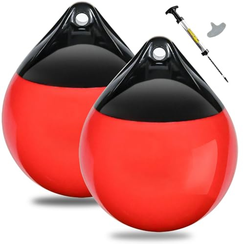 Leero Boat Mooring Buoys,Upgraded Vinyl Marine Fender Balls, 8/11.4/14.8 Inches Round Anchor Balls for Docking/Marking/Anchoring (A2, 2-Pack)