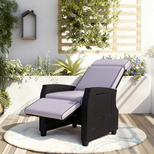 BELONID Gartensessel Relaxliege mit Verstellbarer Rückenlehne (TY01 (72x73x112cm))