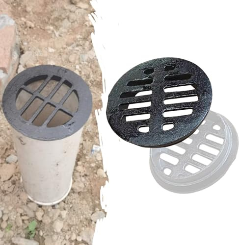 IMUNKT Round Drainage Grate Cover 4/6/8in Cast Iron Sewer Grate Outdoor Floor Drain Cover Drain Pipe Grate Cover For Small Lawns(200mm-7.8in)
