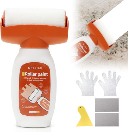 MIUUIPI Väggfärg reparation vit, 500 g väggreparation rullborste, reparationsfärg vit skoter, färg vägg reparationsrulle med väggreparationspast för väggrepor graffitifläckar sprickor etc