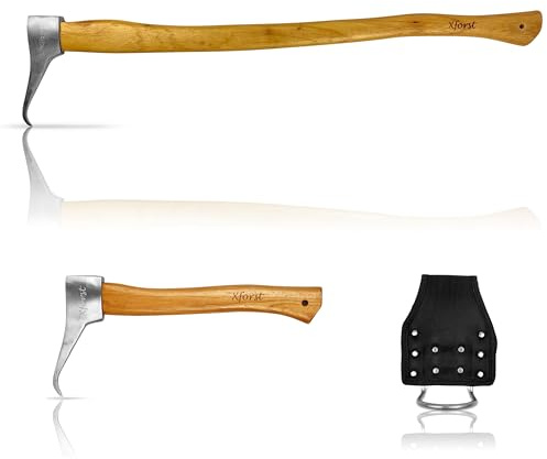 Xforst Sappie à Main – Set 2 pièces avec Support de Ceinture, Sapie Longue 73 cm + Sapie Courte 38 cm, Outil forestier forgé en Acier Carbone, Manche Hickory – X-P500L & X-P50BX