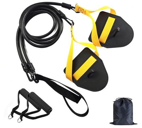 Pjeghbvop Brazo de natación para entrenamiento de fuerza, banda de resistencia para entrenamiento, cuerda de tracción con palas de mano, equipo de natación, cuerda de tracción con palas de mano