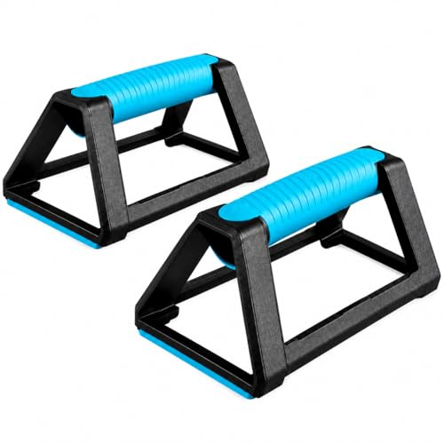 Supports de pompes pour homme, outil de musculation du haut du corps, poignées antidérapantes, poignées ergonomiques au sol, 19 x 11 x 7 cm, bleu