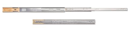 Emuca - Guías laterales para cajones con rodamiento de bolas 45 mm x 550 mm, pack de 1 juego de guías de extracción total con cierre suave